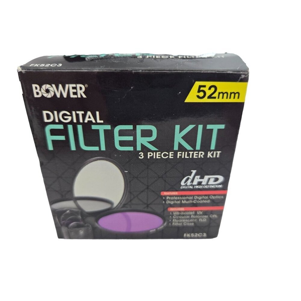 Bower 52mm Digital Filter Kit 3 Piece: UV CPL FLD Filters w/ Pouch - Picture 2 of 11